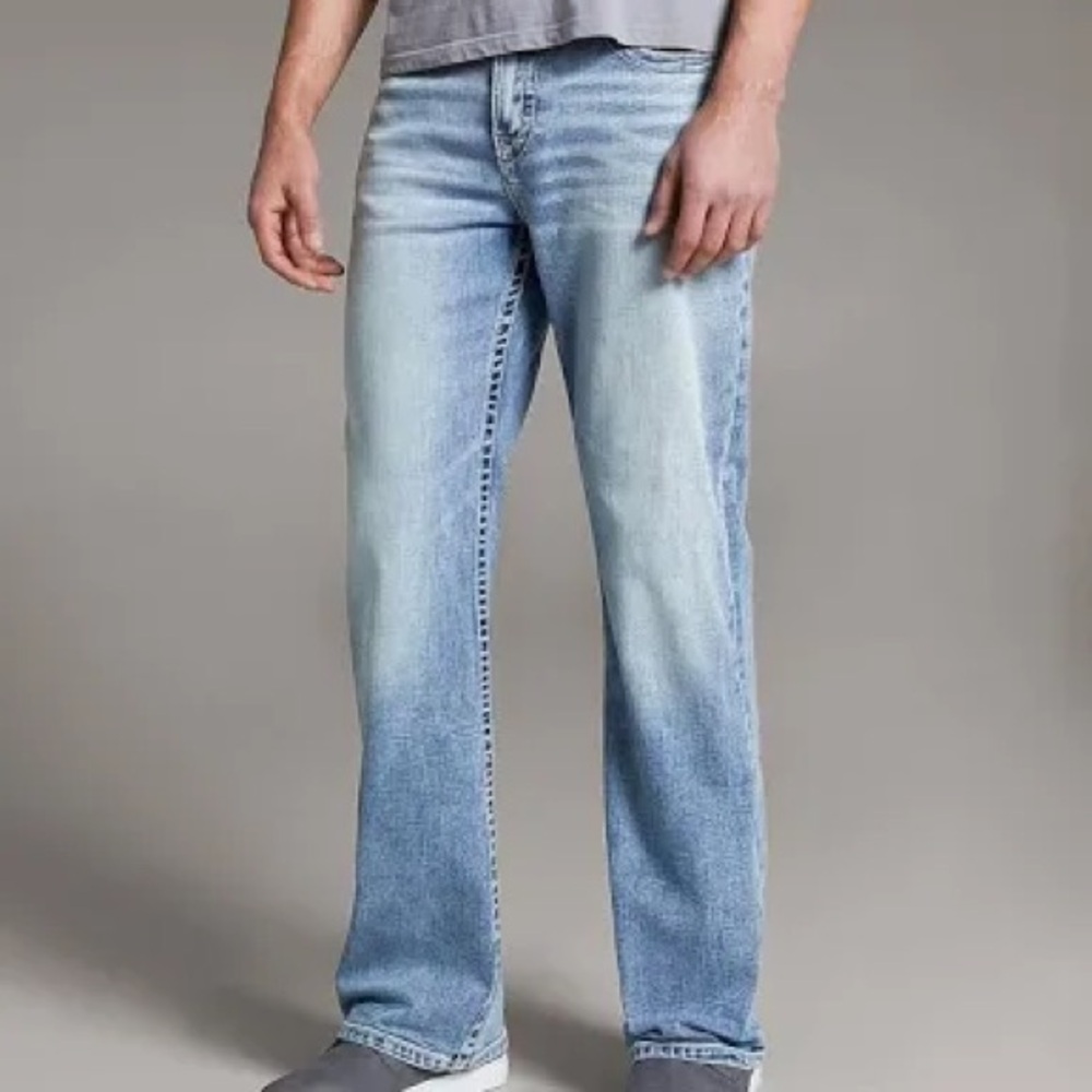 BKE Y2K Light Blue Tyler Straight Jeans w/ Embroidered Pockets